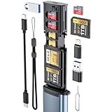 【2025新モデル】カードリーダーケース 12in1 iPhone/USB3.0/タイプc SDカードリーダー OTG対応 双方高速転送 同時読み書き 設定不要 3*SD カード スロット 4*TF カード スロット 2*SIM のカード スロット iPhone, MacBook Pro/Air, iPad, iMac, S23, XPS 17、Android スマホ、PCに対応