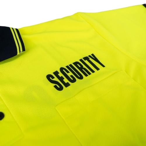First Class Men's High Visibility Regular Fit Security and Plain Polo Shirt with Reflective Stripes Yellow/Lime ANSI4