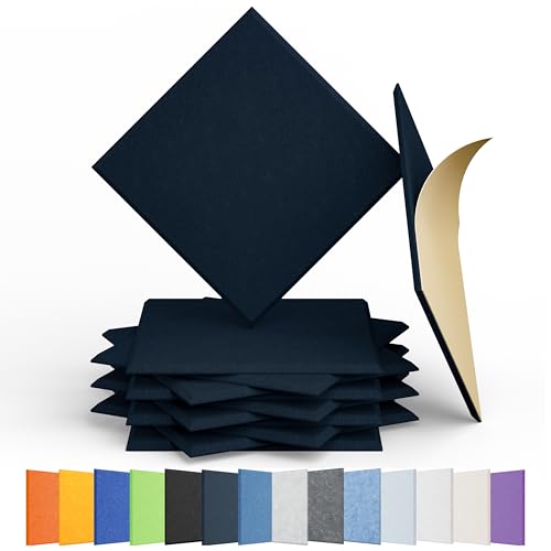 Image of 12 Pack Square Acoustic Panels Self Adhesive Sound Proof Foam(Dark Blue) | High density sound acoustic panel, 12 X 12 X 0.4 in acoustic wall panels in home, office, recording, studio, and more