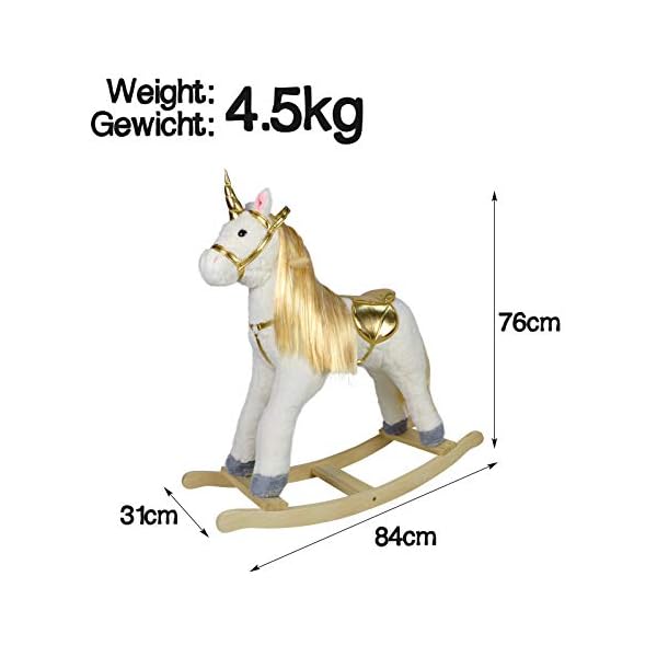 Infantastic® Schaukelpferd - ab 1 Jahr, mit Soundeffekten, Kuschelweich, Holz, Plüsch, für Kinder, Designwahl - Schaukeltier, Schaukelspielzeug (Goldenes Einhorn) – Bild 8