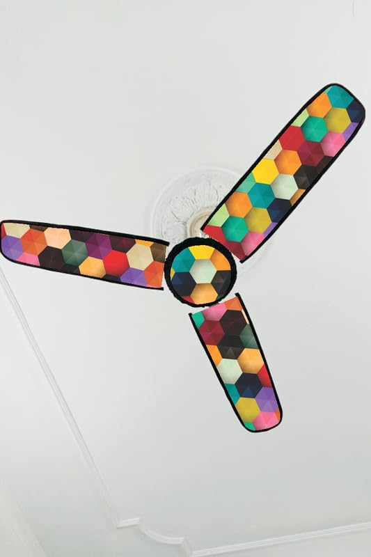 Image of Dustproof Premium Three Blade Ceiling Fan Cover with attachable Enclosure, Set of 1 Fan Cover (Multicolour).