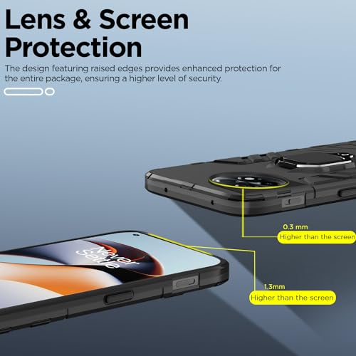 Image of Pikkme OnePlus 11 5G Back Cover | D5 Tough Armor Bumper | 360 Protection Case | Ring Holder Stand Case for OnePlus 11 5G (Black)