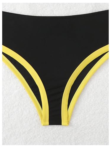 GORGLITTER Women's Triangle Jamaica Swimsuits Color Block High Waisted Bikini High Cut Thong Bathing Suit4