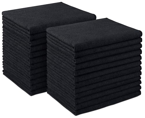 AIDEA Paños de Limpieza 24 Piezas, Toalla de Microfibra Muy Absorbente, paño Multiusos, Suave y sin Pelusa, Adecuado para el hogar, la Cocina, el Coche (12 x 16) Negro