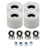 4 ruedas de monopatín de 60 x 45 mm con rodamientos ABEC9 y espaciadores, perfectas para longboards (blanco)