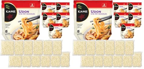 KA-ME Udon Noodles - Fresh Cooked Stir Fry Noodles 14.2 oz (Pack Of 12), No Preservatives/MSG, Instant & Microwaveable, Perfect for Traditional Hot & Cold Dishes, Quick Soup or Stir-Fry & More