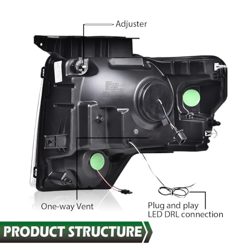 Image of GRAND ORANGE LED Headlights Assembly, Compatible with Ford F150 2009 2010 2011 2012 2013 2014 LED Tube Dual Projector Headlights Assembly with Switchback(Clear lens Black Housing Clear Reflector)