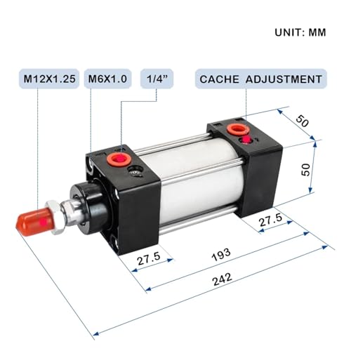 Cylindre pneumatique à double effet et tige pressurisée robuste SC