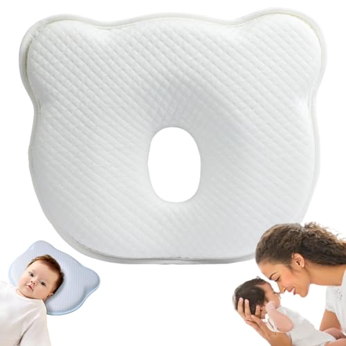 Xiyocadt Babykissen Kopfkissen Neugeborene Memory Foam Reisekissen Kinder Kissen Babykissen Gegen Plattkopf Mini Kissen für Baby Kleinkinder Nacken Lenden und Kniestütze (Weiß)