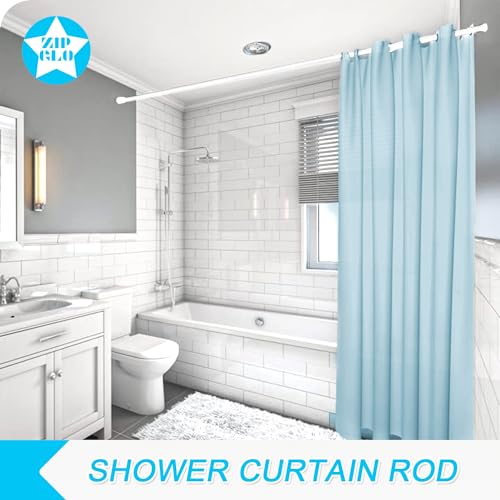 Image of Shower Curtain Rod White Tension Rod 45 to 77 Inch Spring Curtain Shower rod Non Slip 1pcs for Windows No Drilling Adjustable Tension Rods of Curtain Window Closet Kitchen