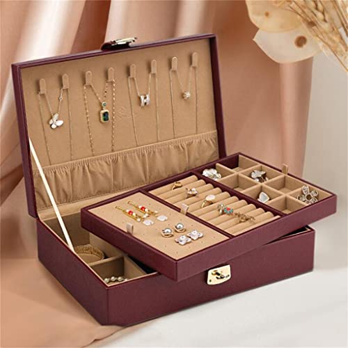 N/A Double-Layer Large-Capacity Jewelry Storage Box With Lock Can Hang Necklace Jewelry Ring Hair Accessories (Color : E, Size : As The Picture Shows) #TOP1