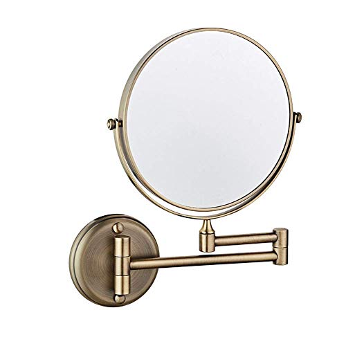 Miroir de maquillage grossissant double face mural extensible bronze 8'' - 2