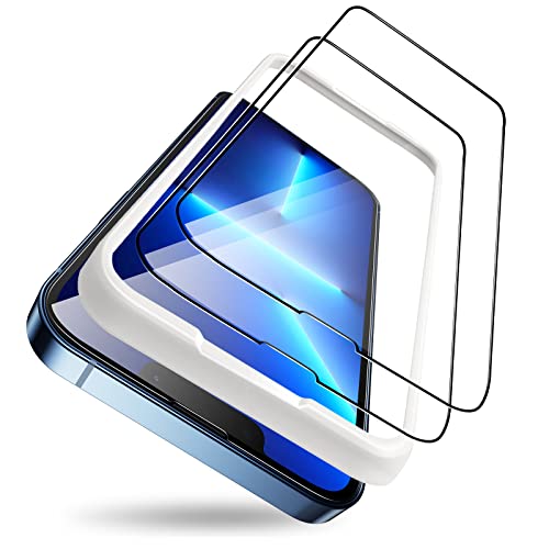 Tempered Glass Screen Protector for iPhone 13 Pro Max [2-Pack] [10X Military-Grade Shatterproof] [Bubble Free] [99.6% HD Clear] [Full Coverage] [9H Hardness] [10s-Easy Installation Kit] 6.7"