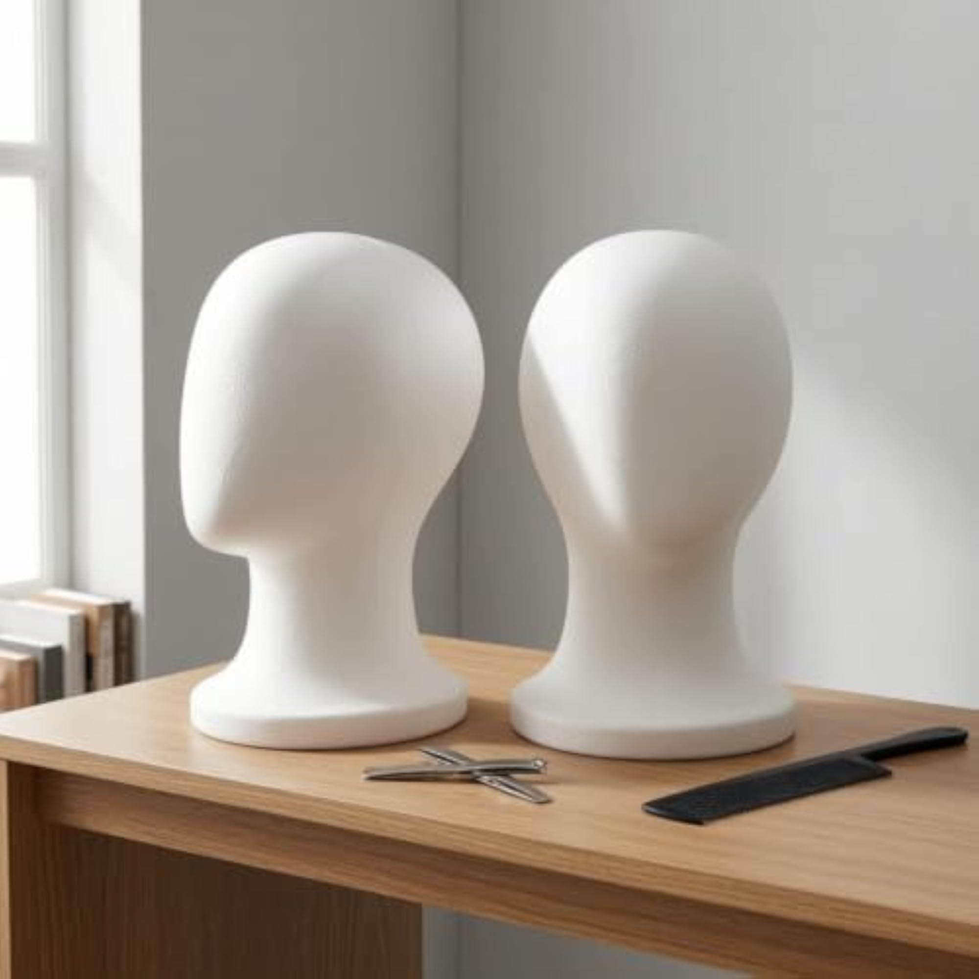 2 Pieces White Head Lightweight Hairpiece Head Model, 2-Pack