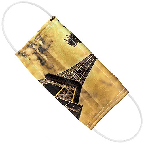 Popfunk Eiffel Tower Paris Vintage 1-Ply Reusable Face Mask Covering with Adjustable Nose Wire, Unisex