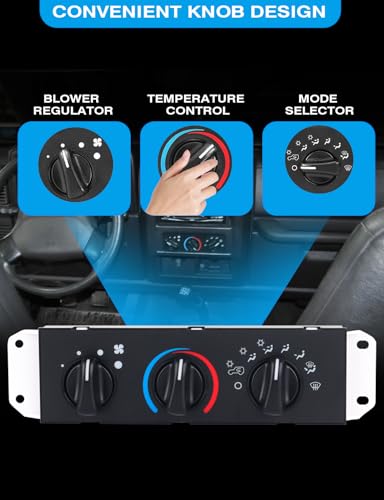 ADTOPI HVAC A/C Heater Control Panel with Wiring Harness and Blower Motor Climate Control Module Replacement, Compatible with Jeep Wrangler TJ 1999 2000 2001 2002 2003 2004-Replace# 55037473AB