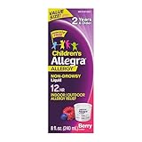 Allegra Children's 12-Hour Allergy Relief Liquid, Non-Drowsy Indoor and Outdoor Allergy Medicine, 30 mg Fexofenadine HCI Antihistamine for Kids, Berry Flavor, 8 oz