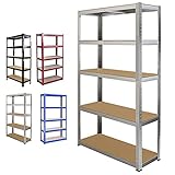 AUTOFU 5 Stöckiges Schwerlastregal Regal, Lagerregal Garagenregal, Metallregal Verzinkt - 170cm x 75cm x 30cm