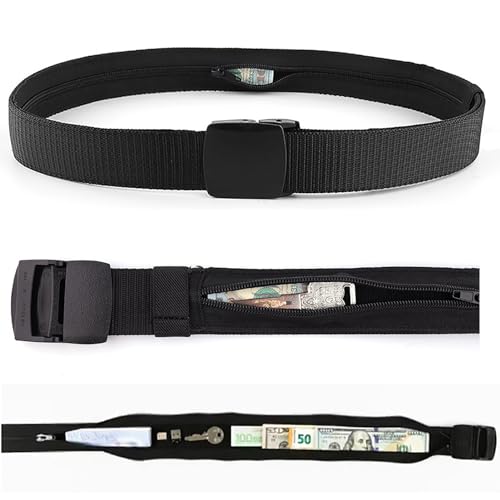 Image of Money Belt for Men Security Belt with Hidden Money Compartment Pocket, Cashsafe Anti-Theft Wallet Non-Metal Buckle