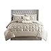 Madison Park Laurel Cozy Comforter Set - Traditional Tufted Faux Silk Design, All Season Down Alternative Bedding with Matching Shams, Decorative Pillow, Taupe King(104