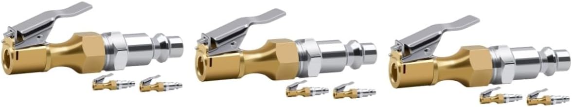 3sets Tire Inflation Chuck Air Chuck for Tire Reinforced Metal Locking Air Clip 3pcs*3