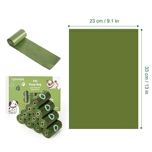 Poo Bags for Dog Waste, 12 Rolls 180 Dog Poop Bags, Super Strong 100% Leak Proof Dog Poo Bags (Green)