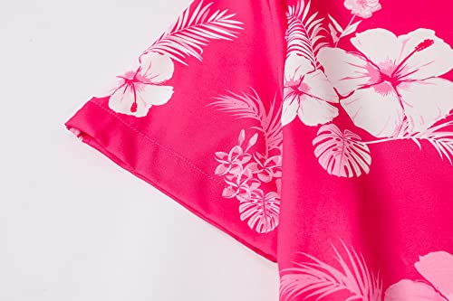 Image of Cromoncent Matching Hawaiian Outfits for Family, Dad and Son Matching Luau Beach Tropical Shirts Mommy Daughter Tropical Sets