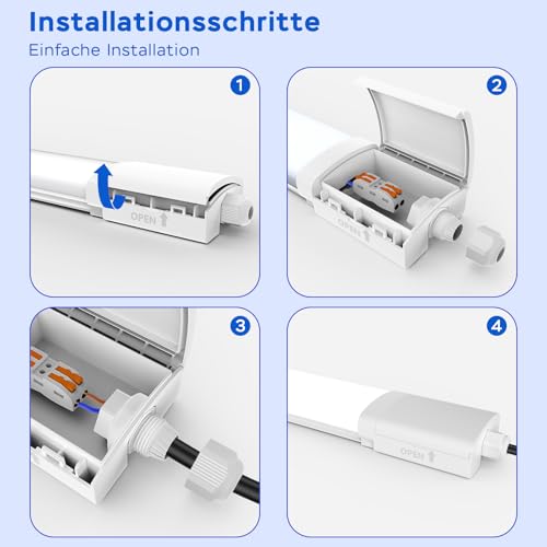 ANTENLICHT LED Feuchtraumleuchte 120CM mit 36W 3960Lumen Kaltlweiß 5000k, Einfache Montage Wannenleuchte Flach Deckenleuchte Feuchtraum… – Ansicht 2