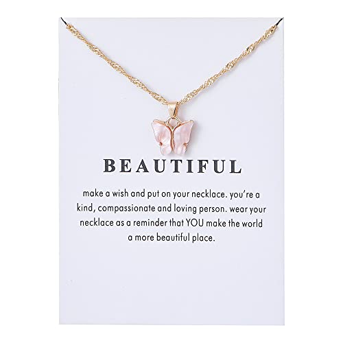 Butterfly Necklaces for Women Girls Friendship Gifts for Women Friends Butterfly Christmas Birthday Gifts for Best Friend Daughter Sister Butterfly Pendant Necklace with Message Card