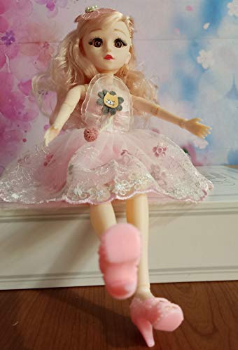 Image of DSR B J D Dolls 40CM Smart Doll 16 Inch 18 Ball Jointed Doll Toys with Full Set Clothes Shoes Wig Makeup & with Music Gift for Girls Best Gift All Day-40CM (Light Red+ Pink)