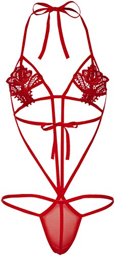 Body Luiza Teddy Red Obsessive extensible à décolleté plongeant - 3