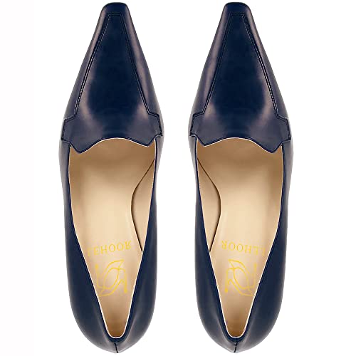 Image of LEHOOR Women Vintage Chunky Block Heel Pumps Shoes Square Pointed Toe Slip On Formal Office Work Business Loafers Shoes Suede Snakeskin Cone Heel Oxford Shoe Ladies Professional Chic Fall 4-11 M US