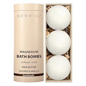 Magnesium Bath Bombs Post Workout Recovery Sore Muscles Tension Epsom Salt Bath Infused with Vanilla SheaButter Coconut Perfect Stocking Stuffers Gift