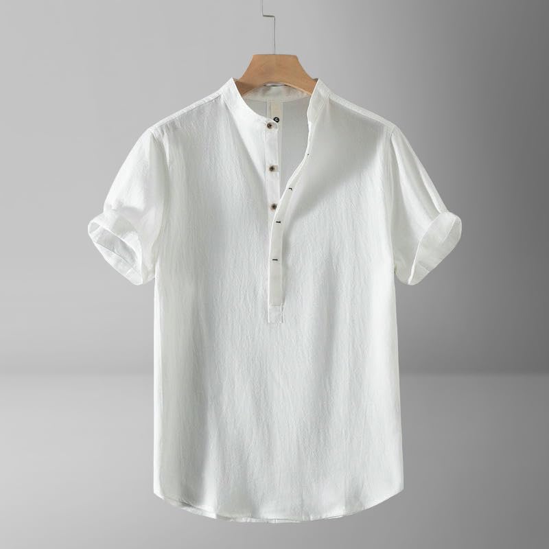 Chemise été lin et coton homme style chinois unie
