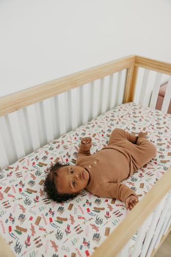 Image of Premium Knit Baby Crib Sheets for Boys and Girls by Copper Pearl: Breathable and Soft, Fitted Crib Sheets for Standard Baby Mattresses, Crib Sheet for Baby Registry or Shower Gift, A Christmas Story