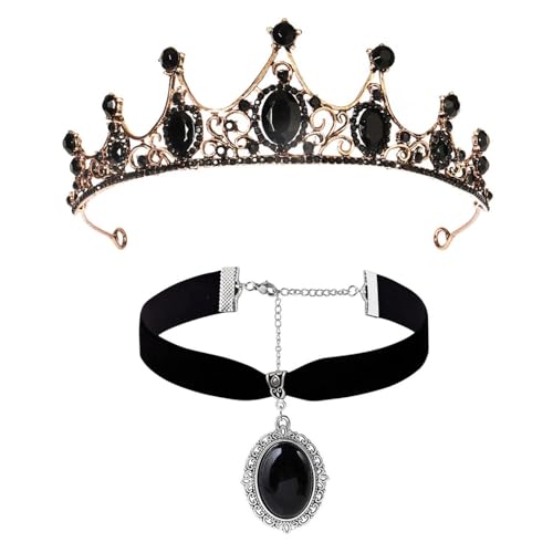 FDGGT 1 Tiara De Corona Y 1 Collar Cole, Tiara De Pedrería, Joyería Elee, Joyería Gótica, Accesorios De Vestir