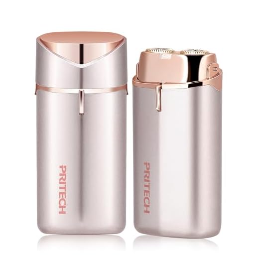PRITECH Facial Hair Removal - Dual Blade Face Razor for Women, Portable and Painless, Rechargeable Electric Shaver - Champagne Gold