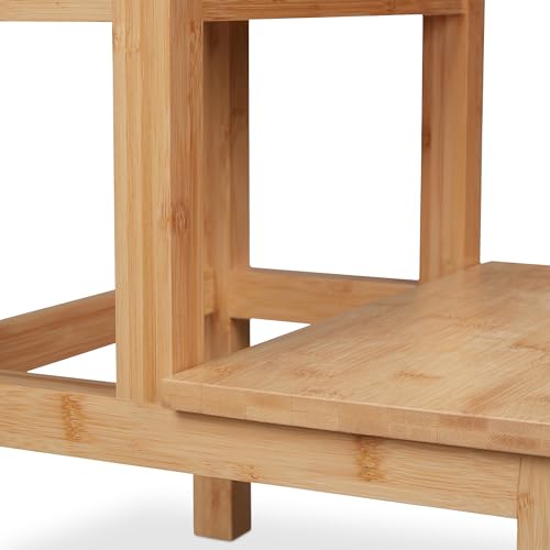 Relaxdays Tritthocker, 2 Stufen, Bambus, max. 100 kg, Kinder & Haushalt, HBT: 40 x 40 x 40,5 cm, Trittschemel, Natur