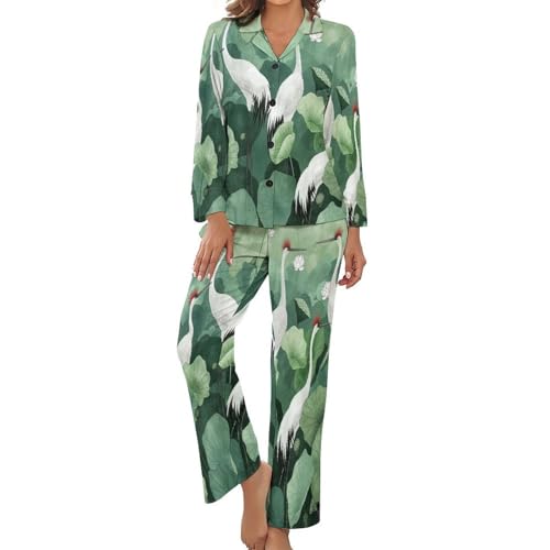Ensemble de pyjama pour femme grande taille avec pantalon élastique et haut lotus
