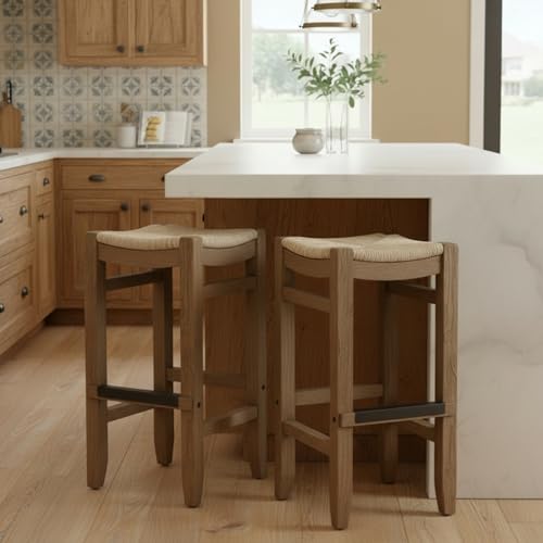 Alaterre Furniture Newport Bar Stool Set of 2-30 Inch Counter Height Bar Stools with Backless...