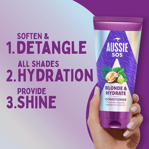 Aussie Blonde & Hydrate Purple Shampoo And Conditioner Set With Hair Mask. Neutralise Brassy, Yellow Tones On Bonde, Highlighted & Silver Hair. For Bleached, Highlighted And Grey Hair - Image 5