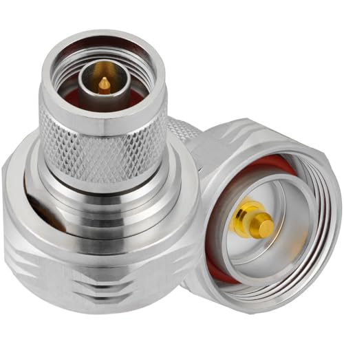 Adaptador L29 7/16 DIN macho a N macho coaxial de 50 ohmios Vecys, pack de 2 unidades