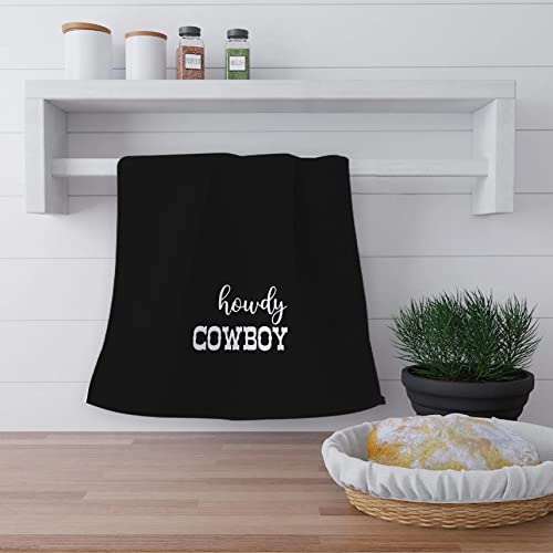 Ohsul Bath Towels,Howdy Cowboy Hello Darling Highly Absorbent Black Bath Towels Set Of 2,Funny Bathroom Humor Towels Set,Western Gifts,Cowboy Cowgirl Teen Girls Boys Couples Gifts #TOP3