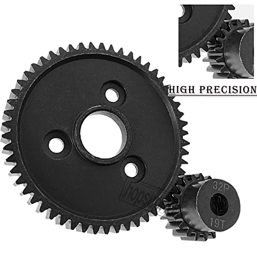 Hopsuprc Steel 54T 0.8H(32-Pitch) Transmission Gears Spur Gear With 15T/17T/19T Pinions Gear Sets Upgrades Part For 1/10 Slash 4X4 4Wd/2Wd Vxl,Rally Vxl,Stampede 4X4, Summit,E-Revo Rc Car #TOP4
