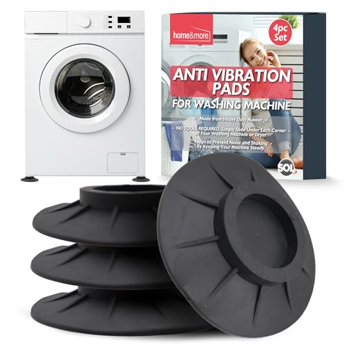 SOL 4pk Anti-Vibration Pads for Washing Machines Non-Slip Heavy-Duty Rubber Feet Mat for Stability Quiet Operation. Prevents Noise Shock Absorbers Reduces Shaking Ideal for Stress-Free Wash Cycles