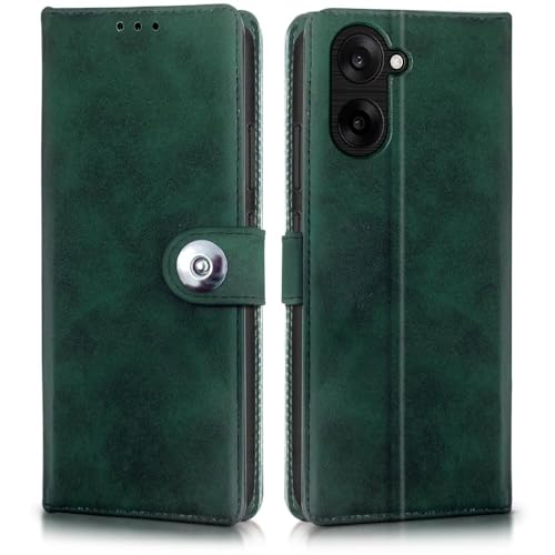 Image of WOW IMAGINE Shock Proof Flip Cover Back Case for 1+ OnePlus Nord CE 5 5G (Magnetic Button Flip Case | Wallet Pockets & Stand | Leather Finish | Forest Green)