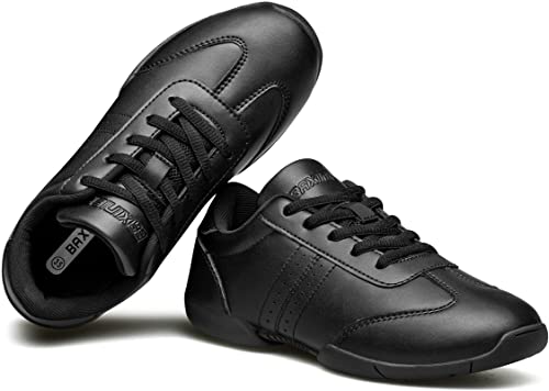 Image of BAXINIER Youth Girls White Cheerleading Dancing Shoes Athletic Training Tennis Walking Breathable Competition Cheer Sneakers