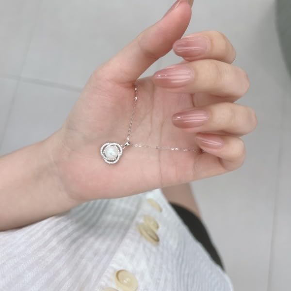 925 Sterling Silver Freshwater Pearl Necklace Pearl Pendant Necklace Jewelry Gift for Women - Image 4