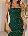 DRESSTELLS Women's Formal Wedding Guest Dress, Spring Sparkly Halter Backless Cocktail Party Prom Dresses, Maxi Ruched Evening Gown Dark Green M