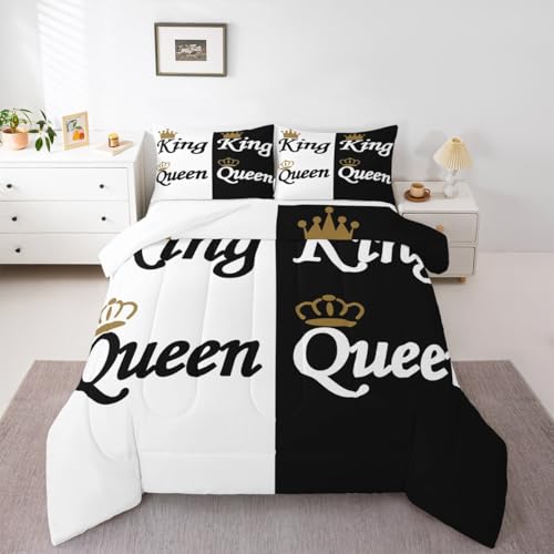 Image of Feelyou Valentine Day Mr Mrs Comforter Set Twin Size Bedding | Adults Couple Lover King Queen Presents Ultra Soft Duvet Set Quilt Set Room Decor Warm Cozy Breathable Lightweight All Season